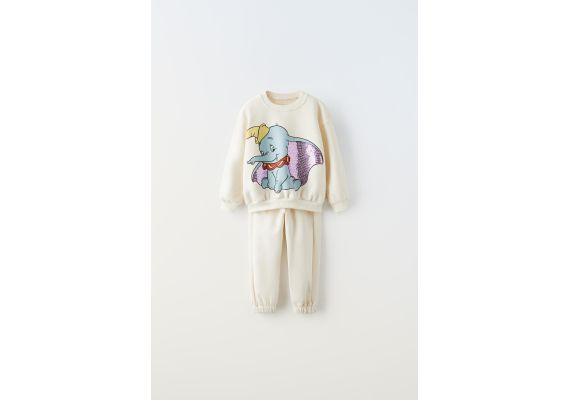 Zara Мягкий костюм plush dumbo © disney: кофта и брюки в тон , Цвет: Бежевый, Размер: 1½ лет (86 см)