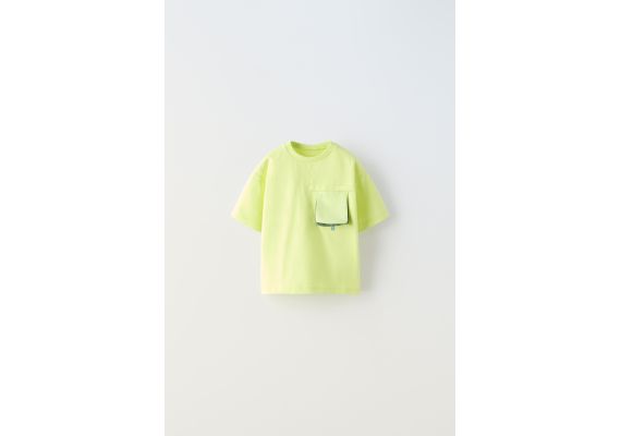 Zara Футболка с контрастным карманом , Цвет: Жёлтый, Размер: 3 лет (98 см)