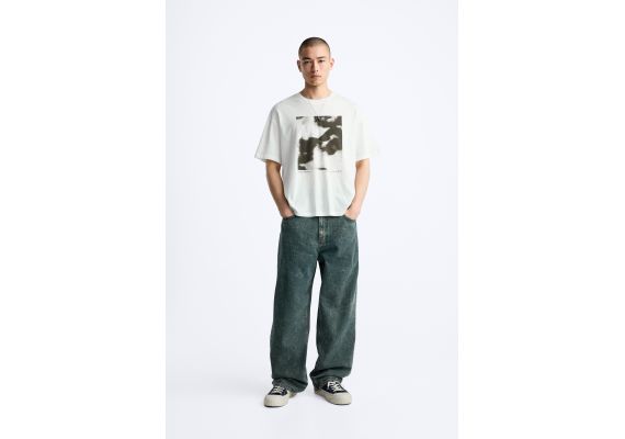 Zara Футболка с фотопечатью , Цвет: Белый, Размер: M (US M)