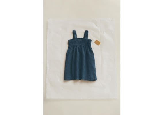 Zara Timeless - льняное платье с бретелью , Цвет: Синий, Размер: 1½ лет (86 см), изображение 2