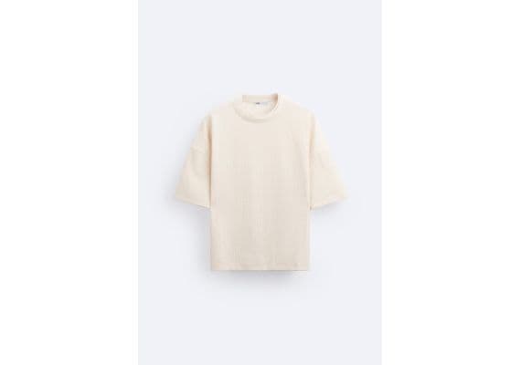 Zara Раздел "irregular jacquard t-shirt" сохраняет топор разделяемый "irregular jacquard t-shirt" , Цвет: Белый, Размер: M (US M), изображение 6