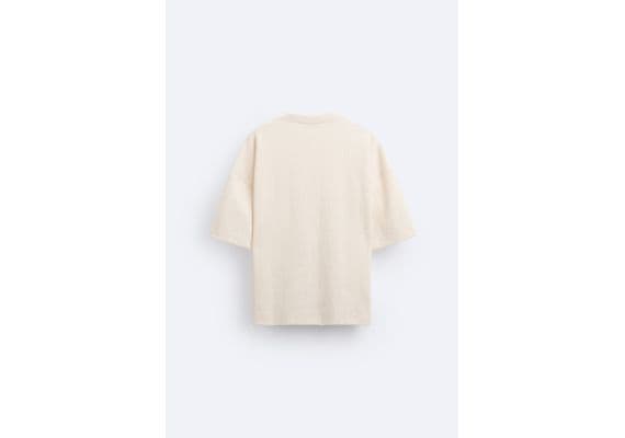 Zara Раздел "irregular jacquard t-shirt" сохраняет топор разделяемый "irregular jacquard t-shirt" , Цвет: Белый, Размер: M (US M), изображение 7