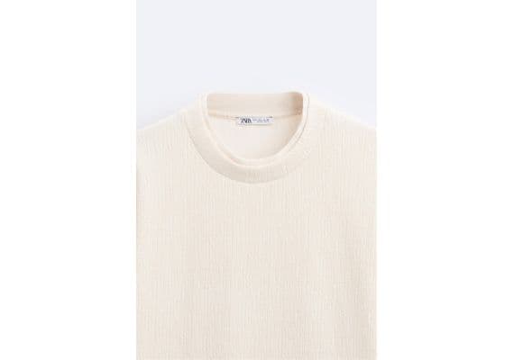 Zara Раздел "irregular jacquard t-shirt" сохраняет топор разделяемый "irregular jacquard t-shirt" , Цвет: Белый, Размер: M (US M), изображение 8