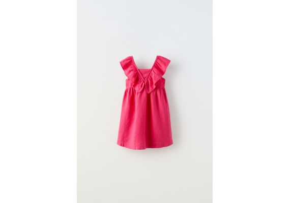 Zara Платье из льна с оборками , Цвет: Розовый, Размер: 1½ лет (86 см)