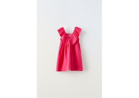 Zara Платье из льна с оборками , Цвет: Розовый, Размер: 3 лет (98 см), изображение 2