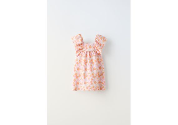 Zara Платье из жаккарда с принтом , Цвет: Оранжевый, Размер: 1½ лет (86 см)