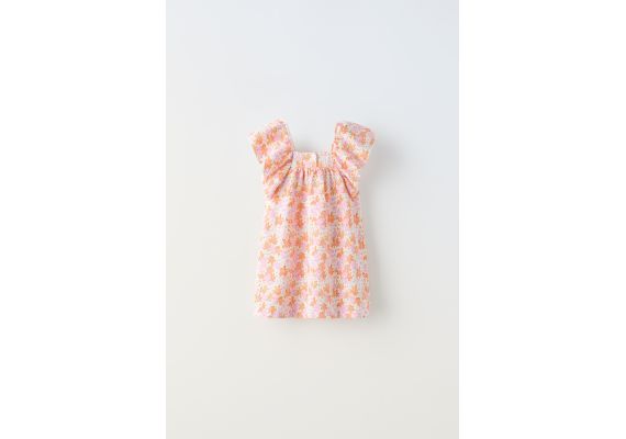 Zara Платье из жаккарда с принтом , Цвет: Оранжевый, Размер: 1½ лет (86 см), изображение 2