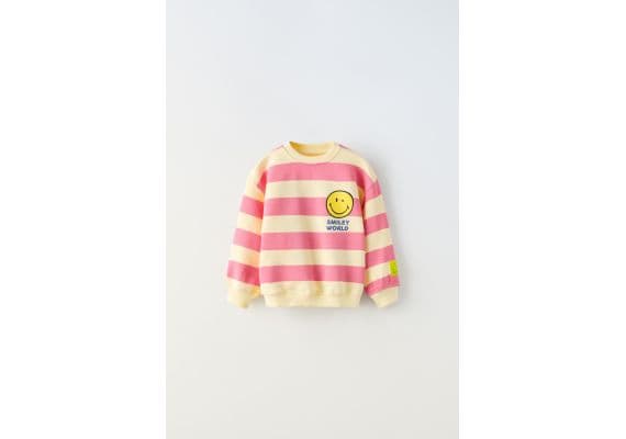 Zara   smileyworld ® happy collection полосатый свитшот , Цвет: Розовый, Размер: 1½ лет (86 см), изображение 2