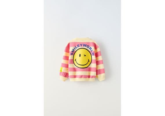 Zara   smileyworld ® happy collection полосатый свитшот , Цвет: Розовый, Размер: 1½ лет (86 см), изображение 3