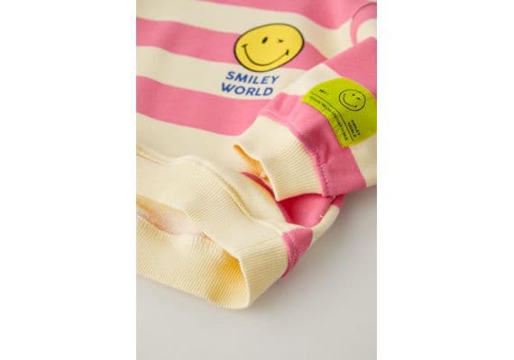 Zara   smileyworld ® happy collection полосатый свитшот , Цвет: Розовый, Размер: 1½ лет (86 см), изображение 4