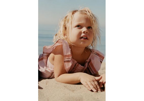 Zara Timelesz - платье из полосатого льняного смеси , Цвет: Розовый, Размер: 5 лет (110 см), изображение 2