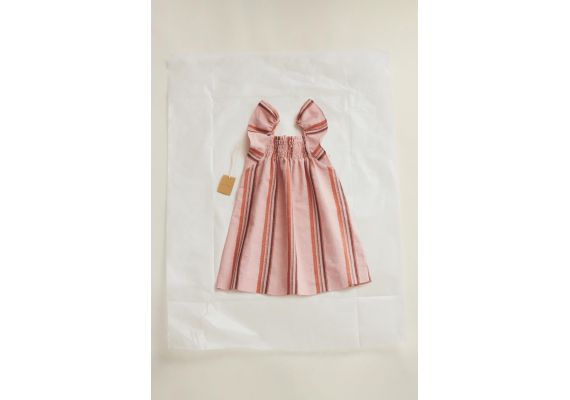 Zara Timelesz - платье из полосатого льняного смеси , Цвет: Розовый, Размер: 1½ лет (86 см), изображение 3