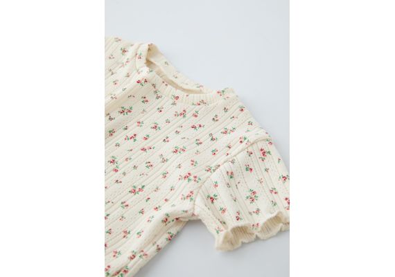 Zara Флорал флорль ft-shirt , Цвет: Бежевый, Размер: 1½ лет (86 см), изображение 3