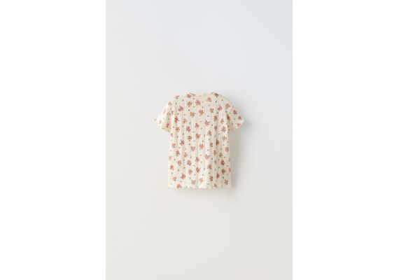 Zara Трикотажная футболка с открытым вязанием neon open knit floral , Цвет: Бежевый, Размер: 1½ лет (86 см), изображение 2