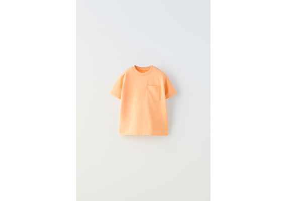 Zara Простая футболка с карманом , Цвет: Оранжевый, Размер: 1½ лет (86 см)