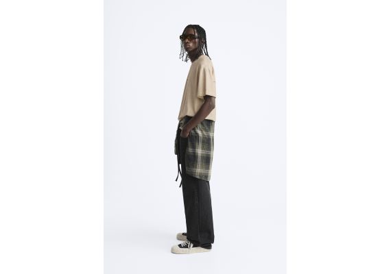Zara Футболка с круглым вырезом и короткими рукавами, Цвет: Коричневый, Размер: S (US S), изображение 4