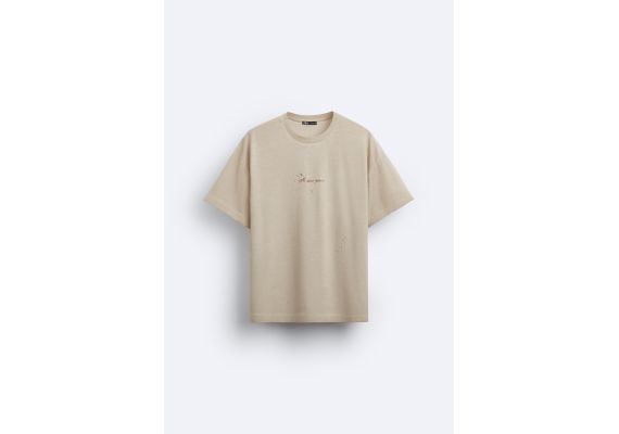 Zara Футболка с круглым вырезом и короткими рукавами, Цвет: Коричневый, Размер: S (US S), изображение 7