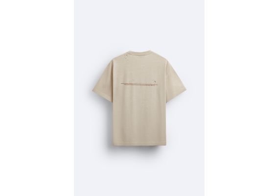 Zara Футболка с круглым вырезом и короткими рукавами, Цвет: Коричневый, Размер: S (US S), изображение 8