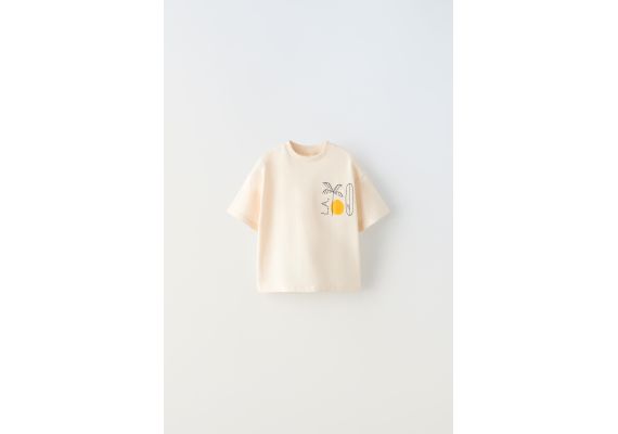 Zara Футболка с вышивкой , Цвет: Бежевый, Размер: 1½ лет (86 см)