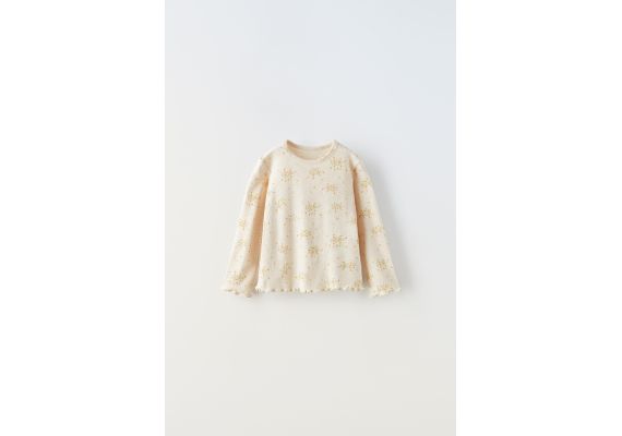 Zara Футболка с открытыми петлями , Цвет: Бежевый, Размер: 1½ лет (86 см)