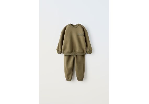 Zara Комплект из футболки с лозунгом и брюк , Цвет: Зеленый, Размер: 3-4 лет (104 см)