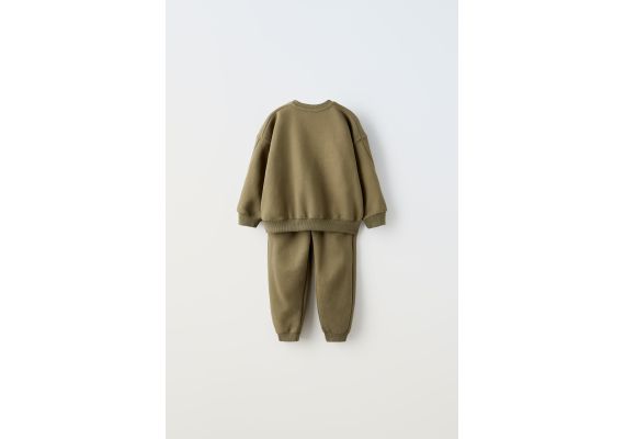 Zara Комплект из футболки с лозунгом и брюк , Цвет: Зеленый, Размер: 3-4 лет (104 см), изображение 2