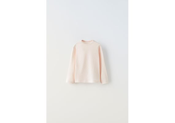 Zara Футболка второй кожи с ребристым эффектом , Цвет: Розовый, Размер: 1½ лет (86 см)