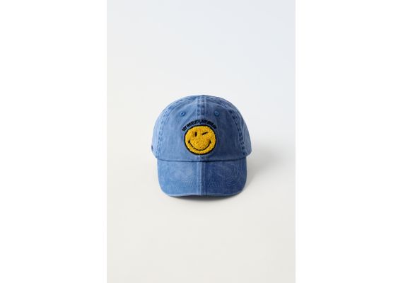 Zara Кепка smileyworld® denim cap , Цвет: Синий, Размер: 3-6 лет (52 см), изображение 4