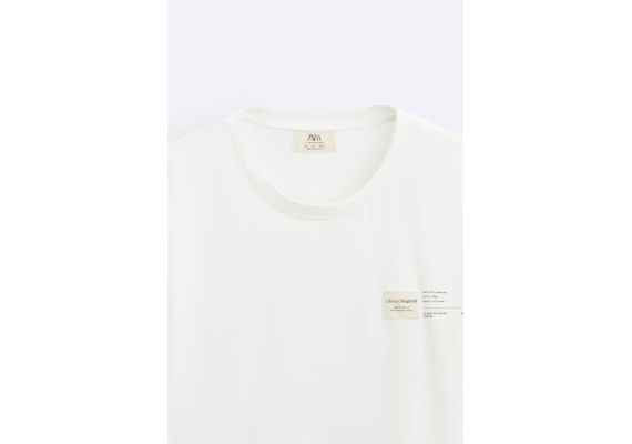 Zara Футболка с контрастным нашивкой , Цвет: Белый, Размер: XS (US XS), изображение 8