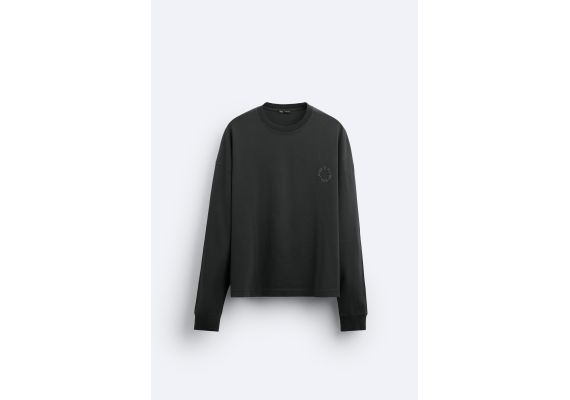 Zara Футболка с вышитым лозунгом , Цвет: Черный, Размер: XL (US XL), изображение 5