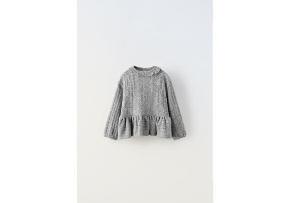 Zara Мягкая футболка с ребристым эффектом , Цвет: Серый, Размер: 1½ лет (86 см), изображение 2