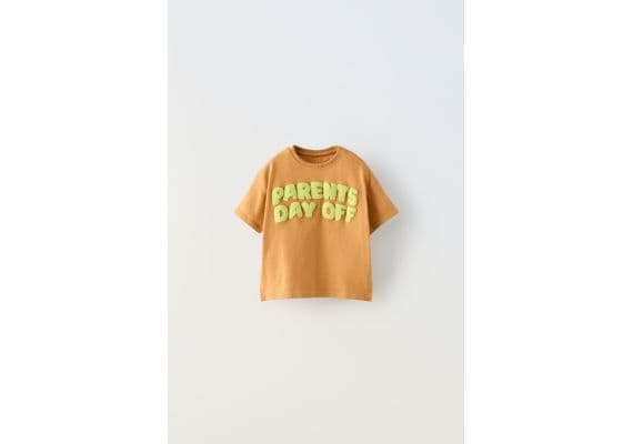 Zara Футболка с лозунгом из фетра , Цвет: Оранжевый, Размер: 1½ лет (86 см)