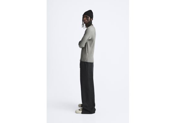 Zara Рибанная футболка с винтажным эффектом , Цвет: Серый, Размер: S (US S), изображение 4