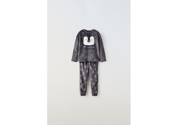 Zara   1-6 лет / флисовый набор с пингвинами , Цвет: Серый, Размер: 2-3 лет (98 см)