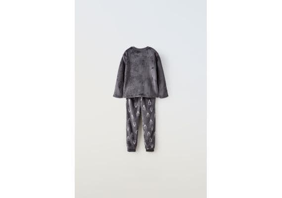 Zara   1-6 лет / флисовый набор с пингвинами , Цвет: Серый, Размер: 2-3 лет (98 см), изображение 2