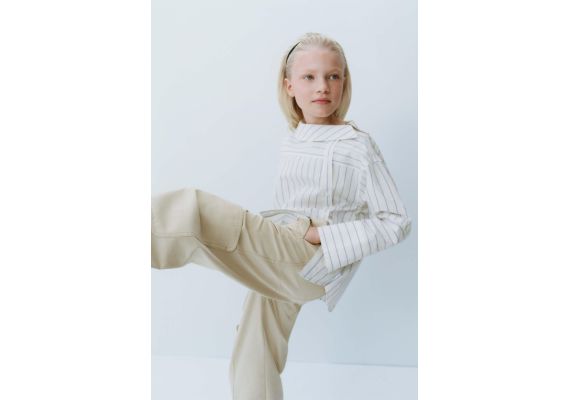 Zara Рубашка в полоску с деталями воротника , Цвет: multicolor, Размер: 9-10 лет (140 см), изображение 2