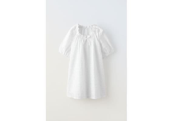 Zara Платье с текстурой и бантом , Цвет: Белый, Размер: 11-12 лет (152 см), изображение 4