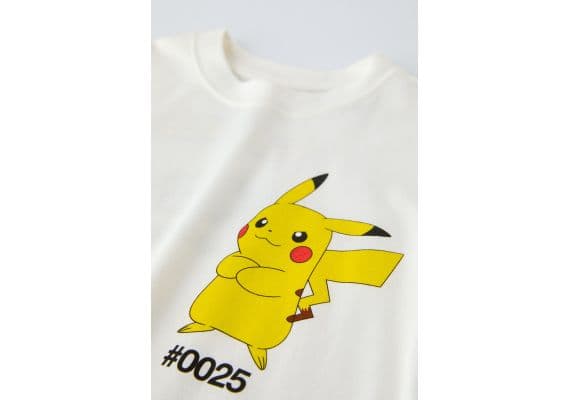 Zara Футболка pikachu pokémon™ с круглым вырезом и короткими рукавами, Цвет: Белый, Размер: 6-7 лет (120 см), изображение 3