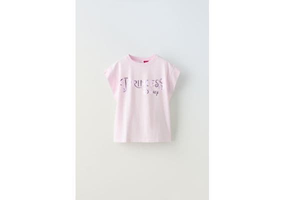 Zara Футболка princess © disney с круглым вырезом и короткими рукавами, Цвет: Розовый, Размер: 6-7 лет (120 см)