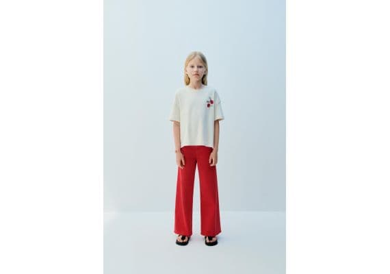 Zara Футболка с вырезанным лозунгом , Цвет: Бежевый, Размер: 6-7 лет (120 см)