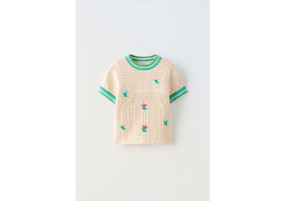 Zara Топ из цветочного крючка , Цвет: Бежевый, Размер: 6-7 лет (120 см)