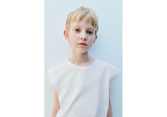 Zara Простая футболка с пуговицей , Цвет: Белый, Размер: 9-10 лет (140 см), изображение 2