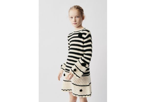 Zara Платье из полосатого трикотажа с крючком и цветами , Цвет: multicolor, Размер: 6-7 лет (120 см), изображение 4