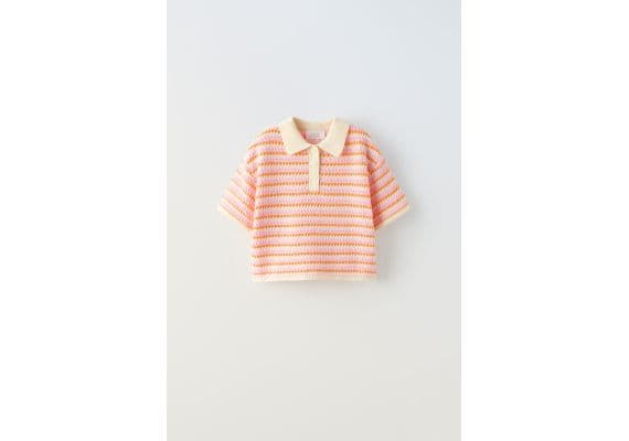 Zara Поло-рубашка из полосатого трикотажа , Цвет: Розовый, Размер: 8-9 лет (130 см), изображение 4