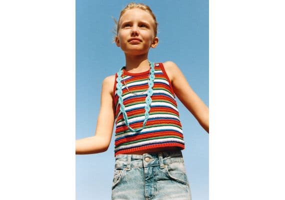 Zara Топ из полосатого трикотажа , Цвет: С принтом, Размер: 6-7 лет (120 см), изображение 2