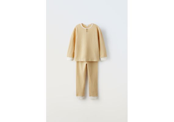 Zara Сохрани  6-14 лет / пижамы из вафельного трикотажа , Цвет: Жёлтый, Размер: 6-7 лет (120 см)