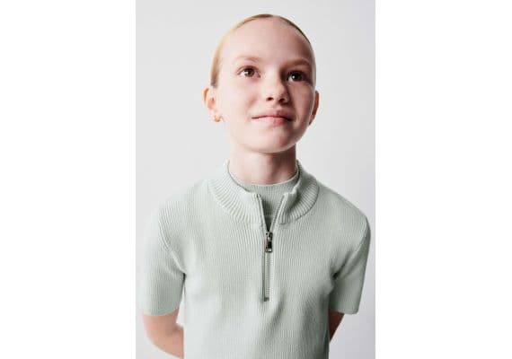 Zara Вязаная футболка с молнией , Цвет: Синий, Размер: 6-7 лет (120 см), изображение 2