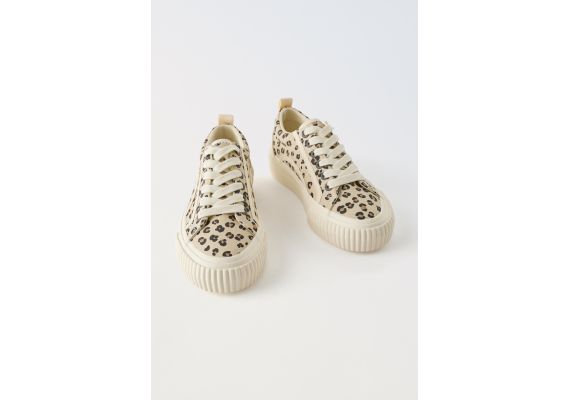 Zara Leopard plimsolls , Цвет: Бежевый, Размер: 38 (24,3 см), изображение 4