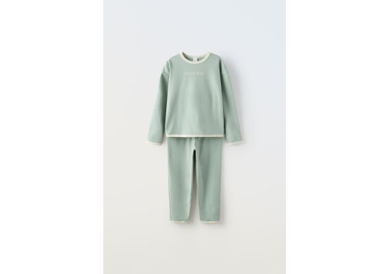 Zara 6-14 лет / слоган и объемные детали комплекта , Цвет: Зеленый, Размер: 6-7 лет (120 см)