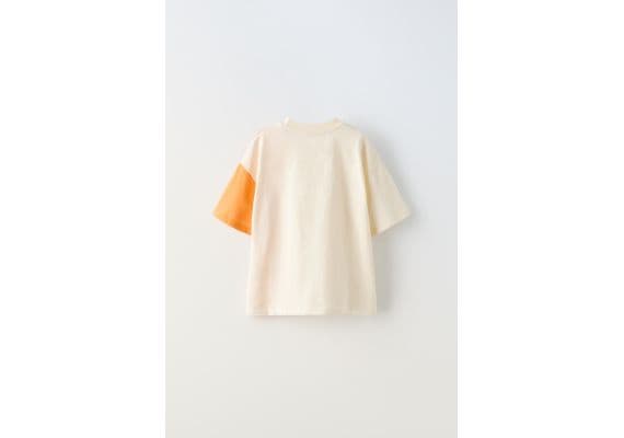 Zara Футболка dip-dye с закругленным вырезом и короткими рукавами, Цвет: Оранжевый, Размер: 6-7 лет (120 см), изображение 2